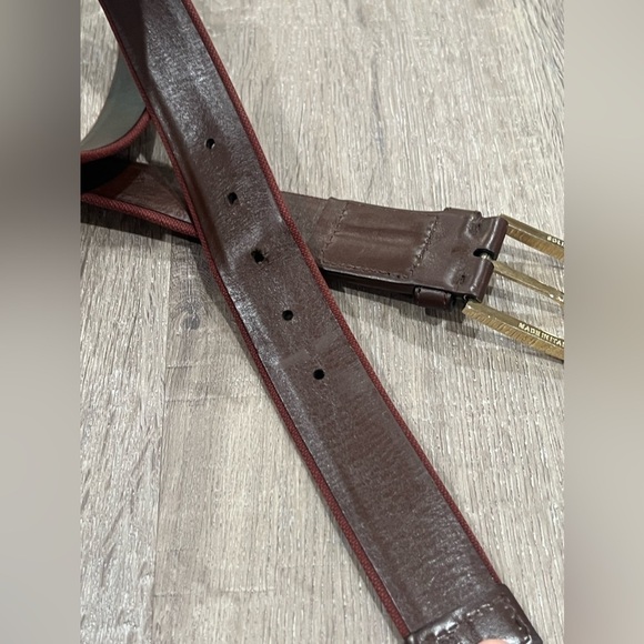 Brioni Size 44 Handmade in Italy Wine Burgundy Solid Brass Buckle Lux Belt EUC - Picture 12 of 14